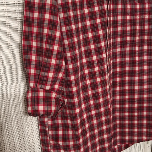 Redesigned Cotton Plaid Structure Shirt
Vintage Merry & Bright Panel on Back - Picture 7 of 7